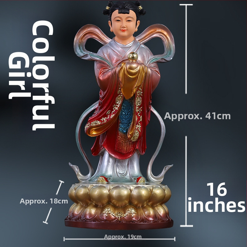 Socha Guanyin so zlatým chlapcom a jadeovou dievčatkou, domová dekorácia pre blahobyt, sprievodcovia naľavo a napravo
