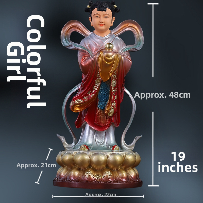 Socha Guanyin so zlatým chlapcom a jadeovou dievčatkou, domová dekorácia pre blahobyt, sprievodcovia naľavo a napravo