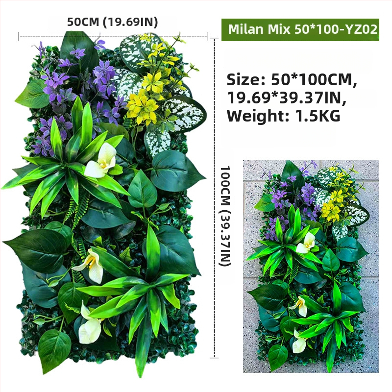 Panel zo steny z umelých rastlín, 50×100 cm, dekoratívne pozadie pre vstup do nákupného centra