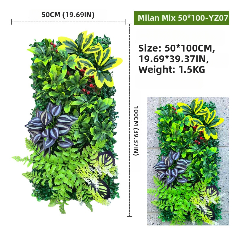 Panel zo steny z umelých rastlín, 50×100 cm, dekoratívne pozadie pre vstup do nákupného centra