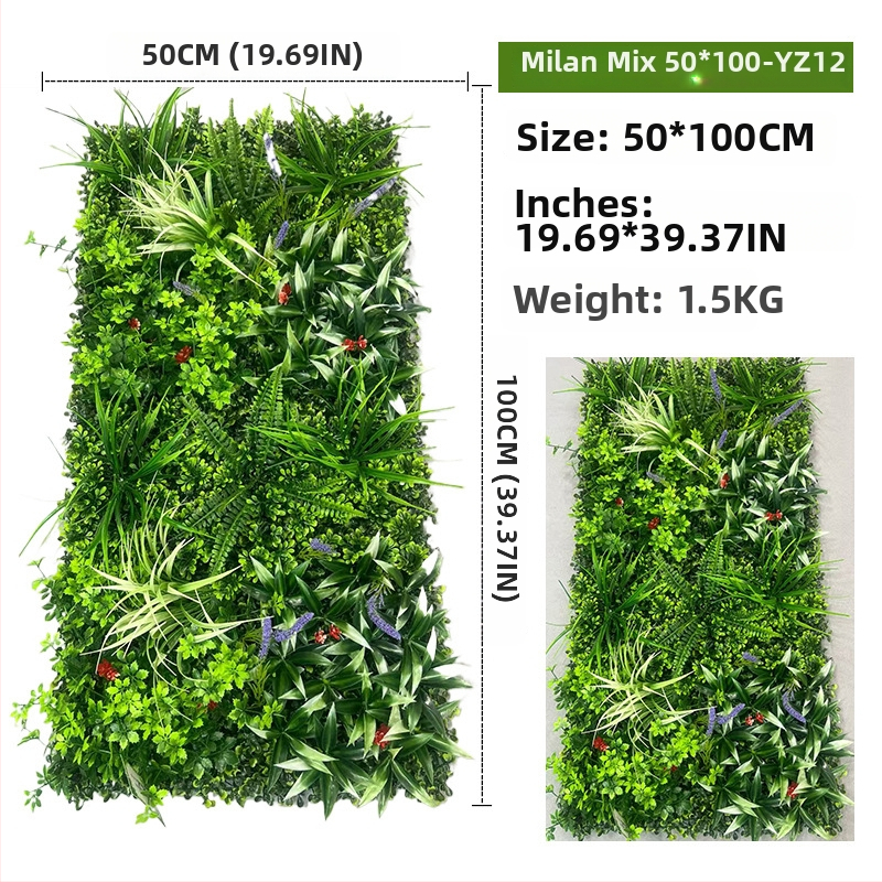 Panel zo steny z umelých rastlín, 50×100 cm, dekoratívne pozadie pre vstup do nákupného centra