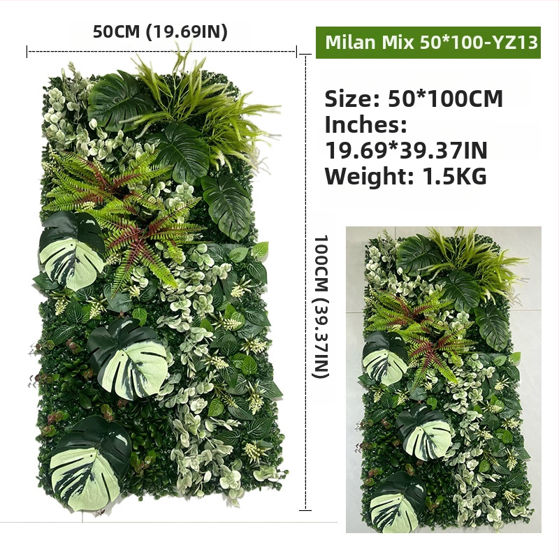 Panel zo steny z umelých rastlín, 50×100 cm, dekoratívne pozadie pre vstup do nákupného centra