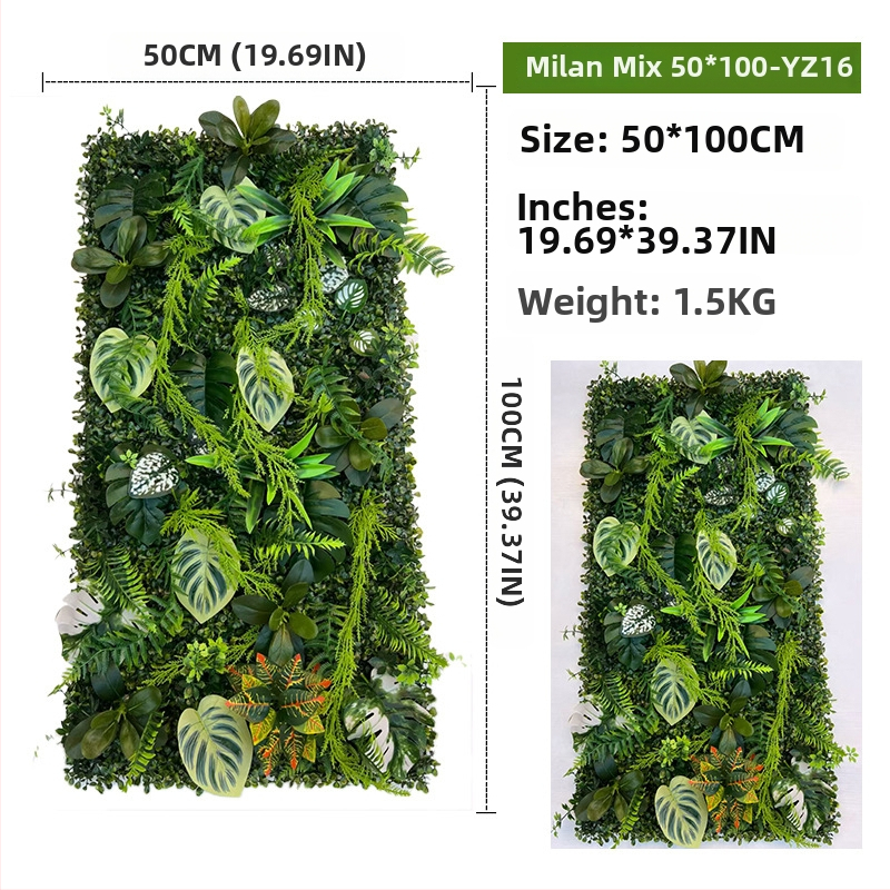 Panel zo steny z umelých rastlín, 50×100 cm, dekoratívne pozadie pre vstup do nákupného centra