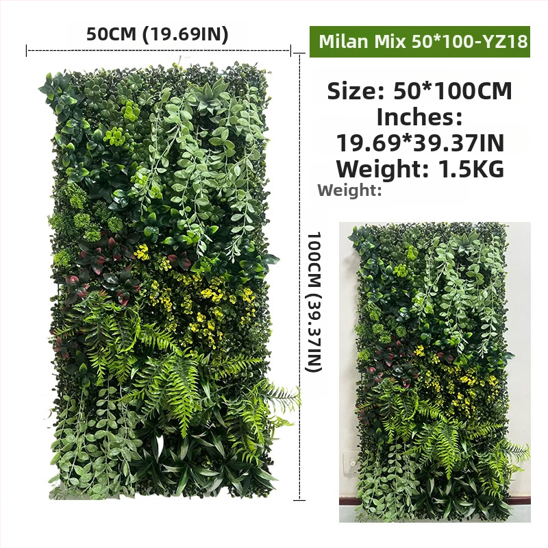 Panel zo steny z umelých rastlín, 50×100 cm, dekoratívne pozadie pre vstup do nákupného centra