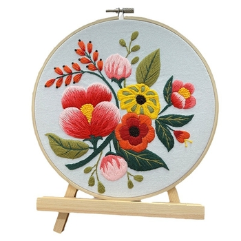 Nástenné vyšívané dielo s kvetinami a rastlinami – DIY súprava Lu embroidery