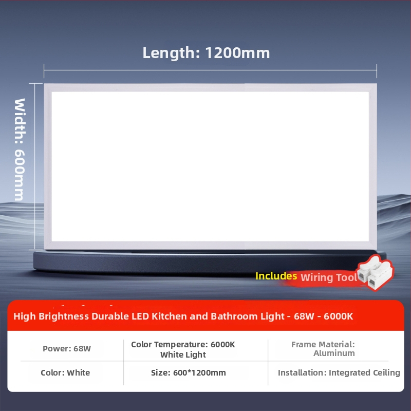 Inštalované LED ploché panelové svietidlo do stropu, 600×1200 mm a 300×1200 mm, hliníkový rám na sadrokartón, zapustené
