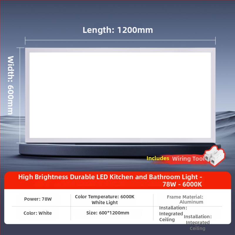 Inštalované LED ploché panelové svietidlo do stropu, 600×1200 mm a 300×1200 mm, hliníkový rám na sadrokartón, zapustené