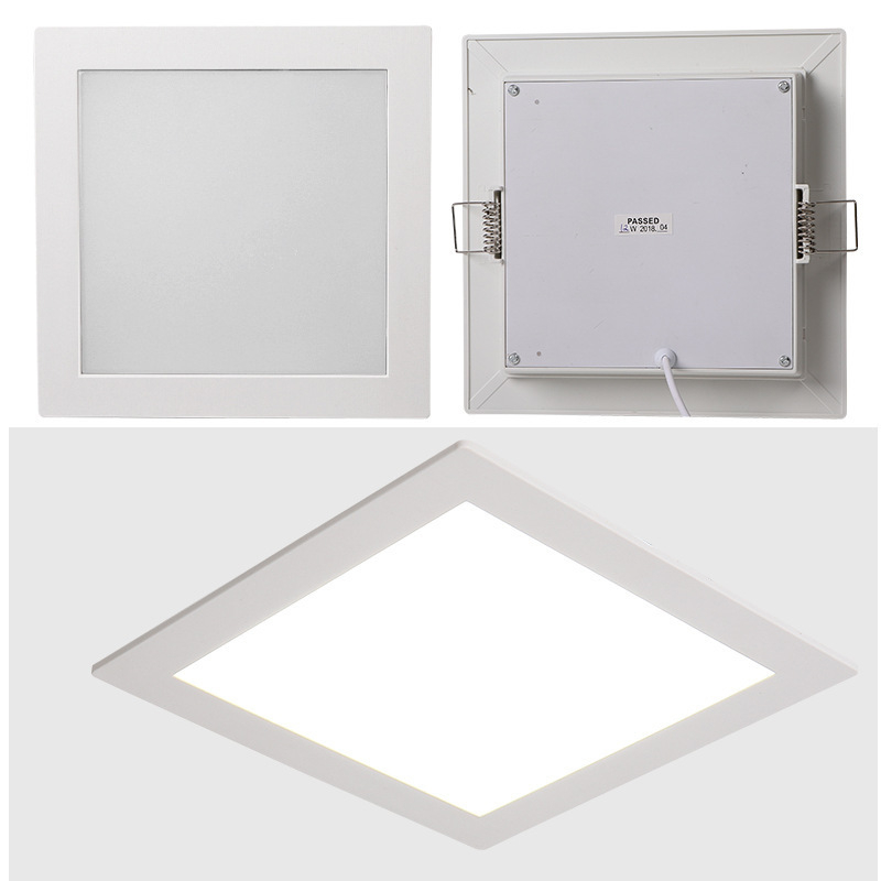 Štvorcové LED svietidlo na strop pre kuchyňu a kúpeľňu, zapustené, otvor pre montáž 17–20 cm