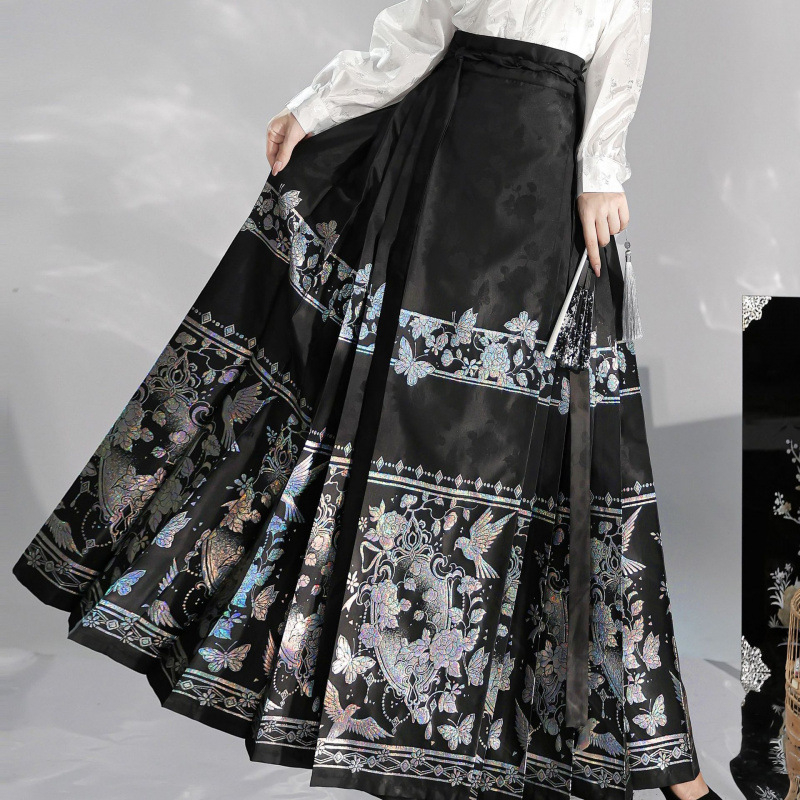 Ženska suknja s zlatnim brokatnim vezom, elegantna i vitka silueta, moderan kineski stil za svakodnevno nošenje