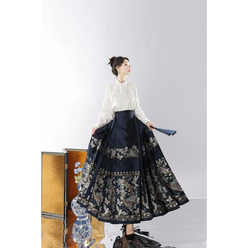 Ženska suknja s zlatnim brokatnim vezom, elegantna i vitka silueta, moderan kineski stil za svakodnevno nošenje