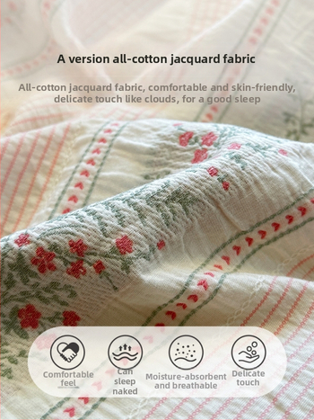 Jesenná–zimná bavlnená jacquard Bean Velvet súprava posteľnej bielizne s ružovým malým kvetinovým vzorom, štvordielna