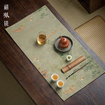 Jupei Magnesium Xiangyun Yarn table runner na čaj – obojstranný nepremokavý, retro Zen izolácia