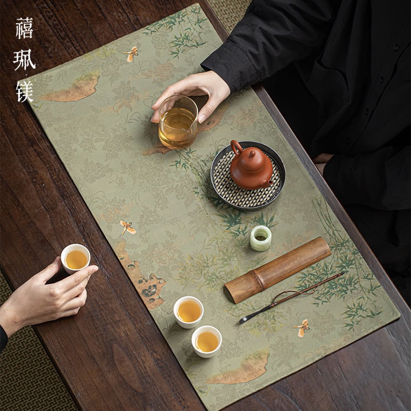 Jupei Magnesium Xiangyun Yarn table runner na čaj – obojstranný nepremokavý, retro Zen izolácia