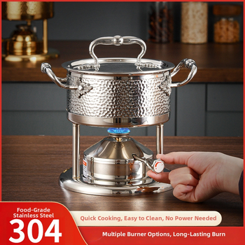 Vysoko kvalitný jednoporcový hot pot z 304 nehrdzavejúcej ocele s plynovým horákom pre hotely a reštaurácie