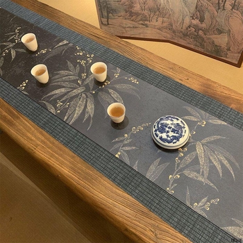 Japonský štýl čajového stolíka s brokárovým Jacquardom, obojstranný, vintage zen, vodeodolný bavlno-ľanový materiál, nový čínsky štýl čajového stola