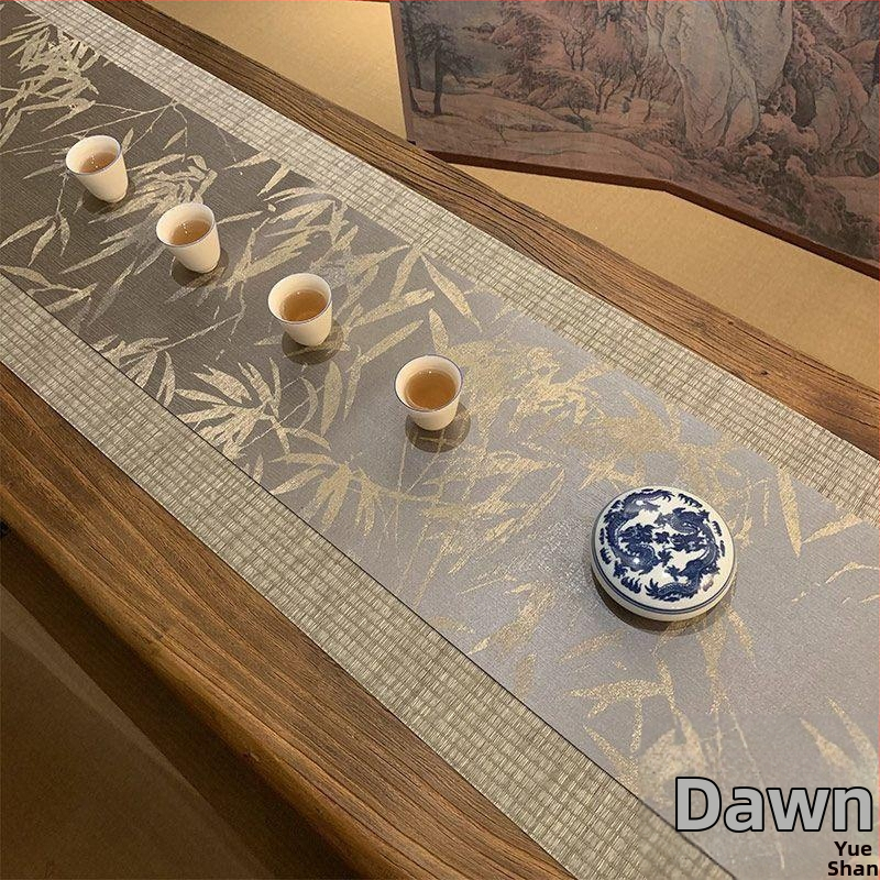 Japonský štýl čajového stolíka s brokárovým Jacquardom, obojstranný, vintage zen, vodeodolný bavlno-ľanový materiál, nový čínsky štýl čajového stola