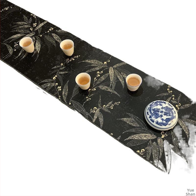 Japonský štýl čajového stolíka s brokárovým Jacquardom, obojstranný, vintage zen, vodeodolný bavlno-ľanový materiál, nový čínsky štýl čajového stola