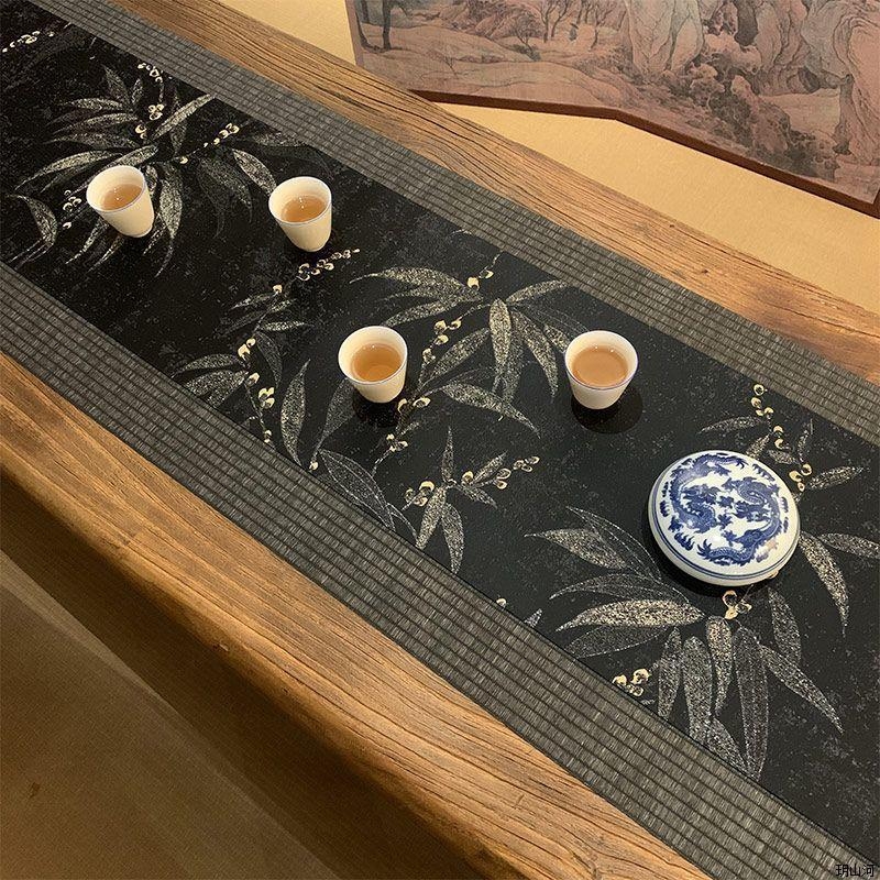 Japonský štýl čajového stolíka s brokárovým Jacquardom, obojstranný, vintage zen, vodeodolný bavlno-ľanový materiál, nový čínsky štýl čajového stola