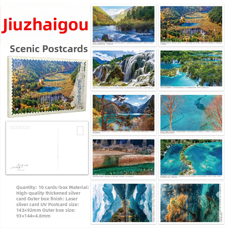 Krajobrazové pohľadnice: West Lake, Palác Potala, Veľký múr, Jiuzhaigou, Yanji, Mohe, Hebei, Hainan