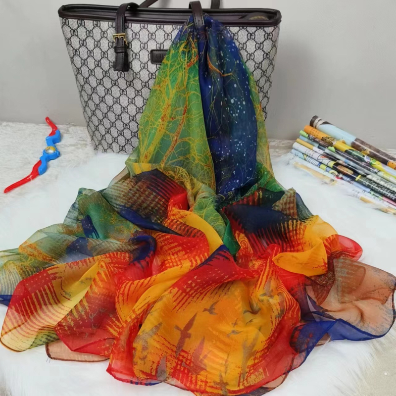 Yourou yarn šal od umjetne svile, 190×90 cm — lagan, s UV zaštitom, elegantan svakodnevni stil