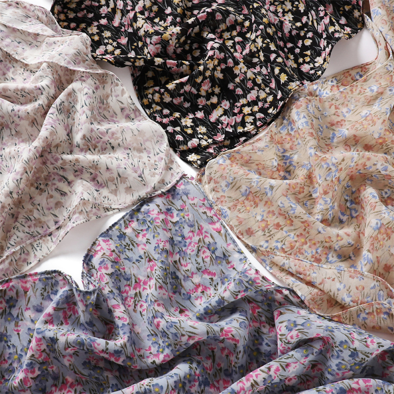 Gyöngyházfényű chiffon sál leopárd mintával és apró virágos kockás mintával, hosszú kendő nőknek, 70×175 cm, napvédelmi funkció