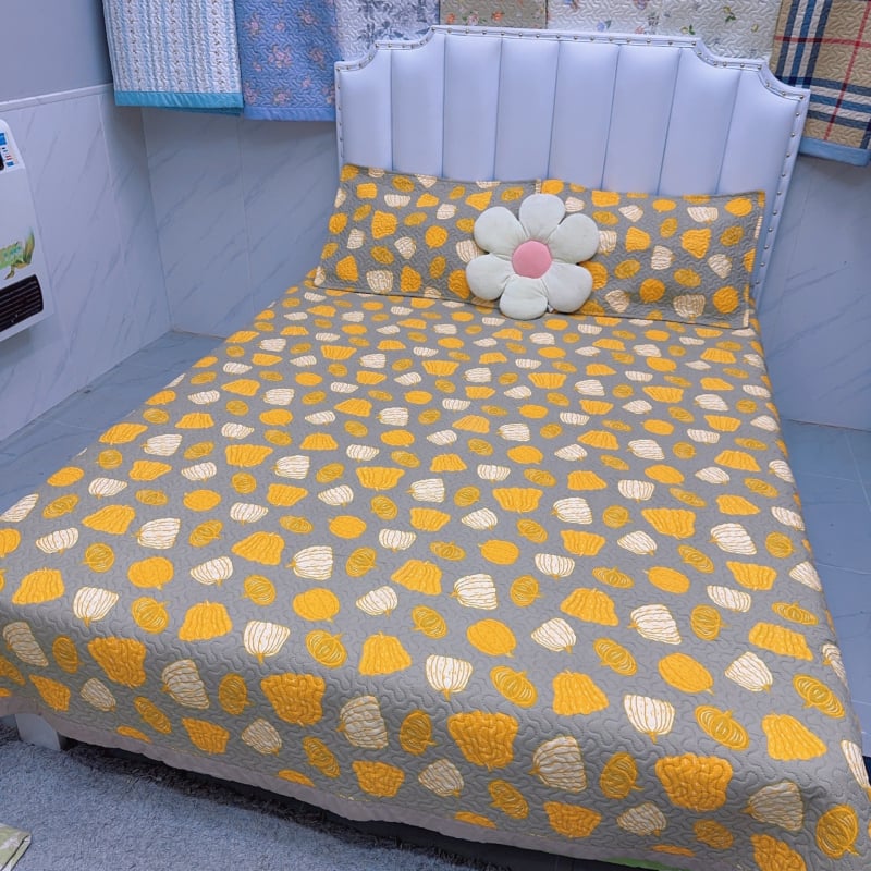Geometrický set prehoz na posteľ a obliečok na vankúš, 200×230 cm, všetky ročné obdobia, hrubé prešívanie