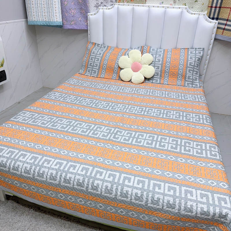 Geometrický set prehoz na posteľ a obliečok na vankúš, 200×230 cm, všetky ročné obdobia, hrubé prešívanie