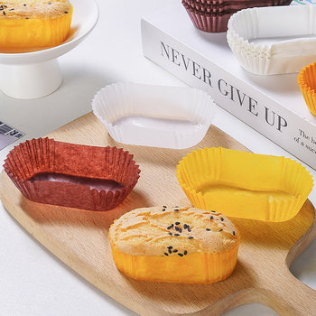 Jednorázová obdĺžniková papierová tácka s tvarom lode, oválny dizajn, 36 formičiek na tortu a 21 formičiek na muffin, olejodolný povlak na pečenie