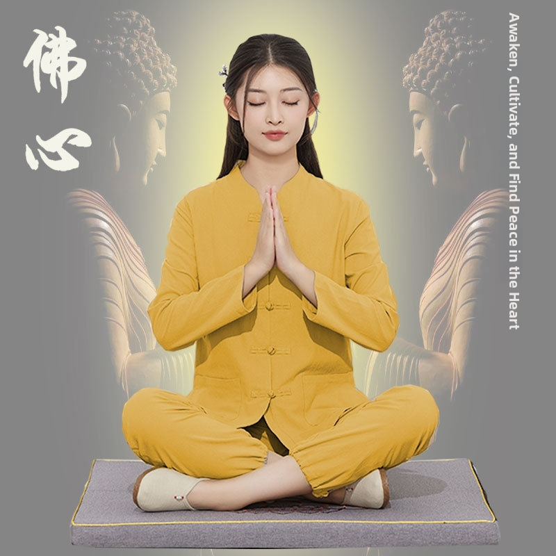 Zen meditácie oblečenie z bavlny a ľanu pre ženy aj mužov — jednoduché buddhistické rúcho na meditáciu