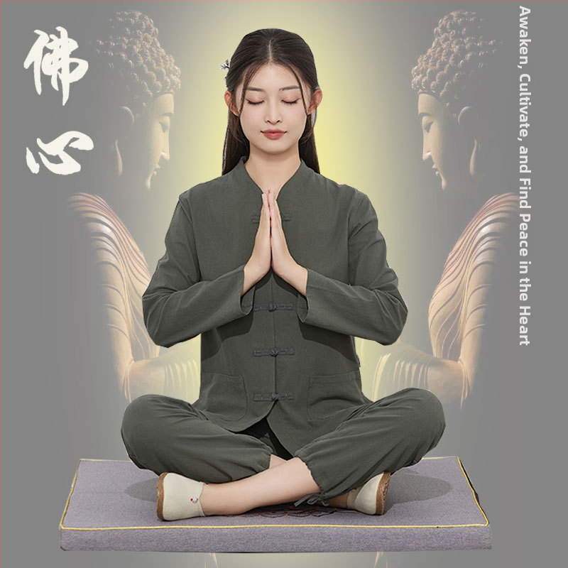 Zen meditácie oblečenie z bavlny a ľanu pre ženy aj mužov — jednoduché buddhistické rúcho na meditáciu