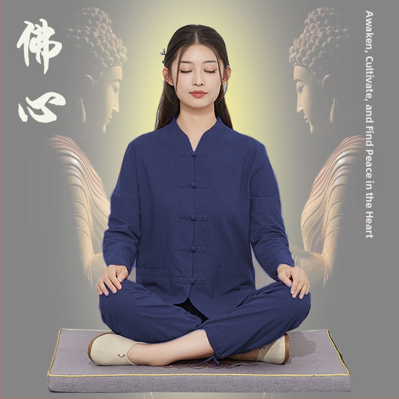 Zen meditácie oblečenie z bavlny a ľanu pre ženy aj mužov — jednoduché buddhistické rúcho na meditáciu