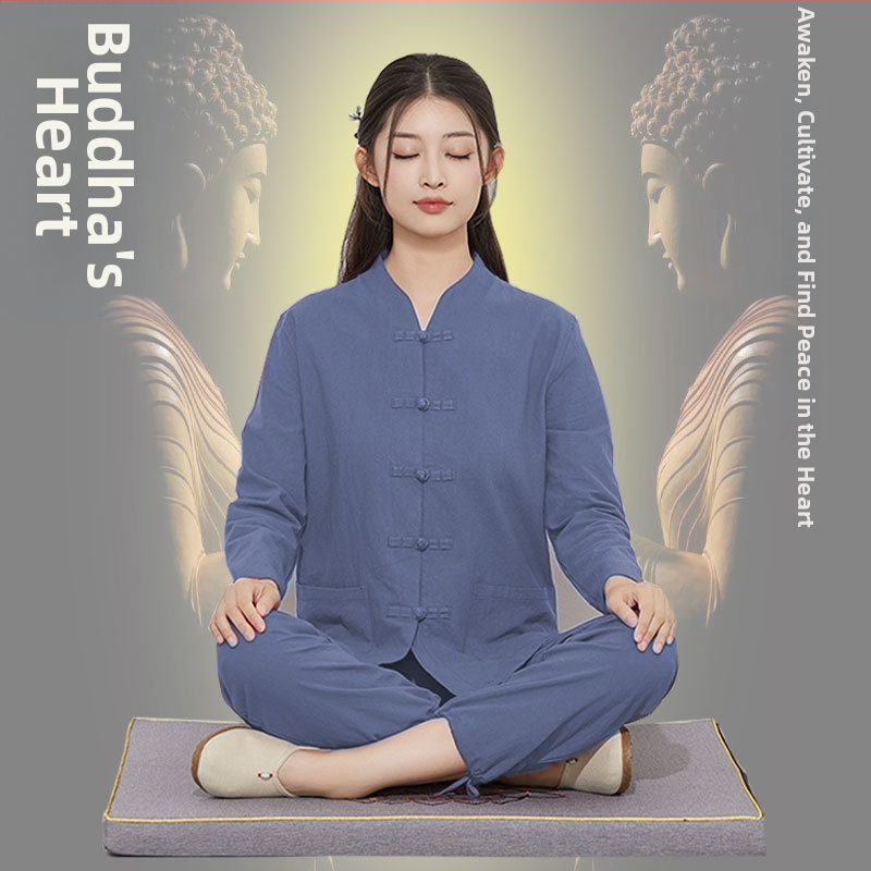 Zen meditácie oblečenie z bavlny a ľanu pre ženy aj mužov — jednoduché buddhistické rúcho na meditáciu