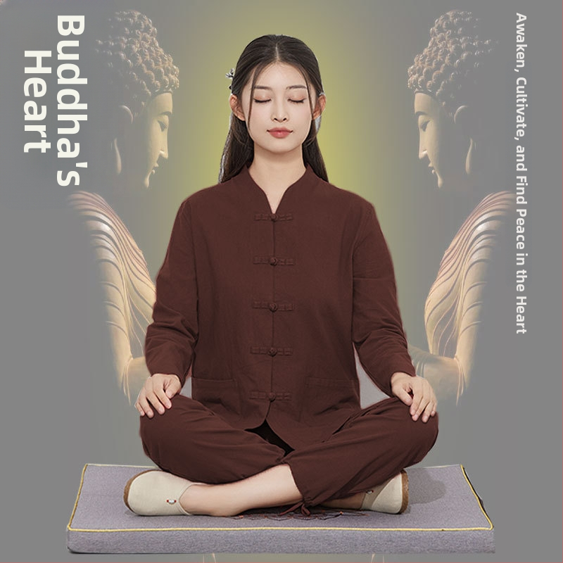 Zen meditácie oblečenie z bavlny a ľanu pre ženy aj mužov — jednoduché buddhistické rúcho na meditáciu