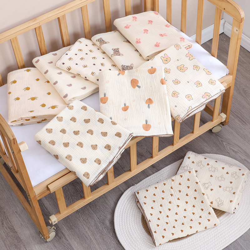 Két rétegű pamut swaddle takaró, aranyos mintával, puha és nedvszívó újszülötteknek
