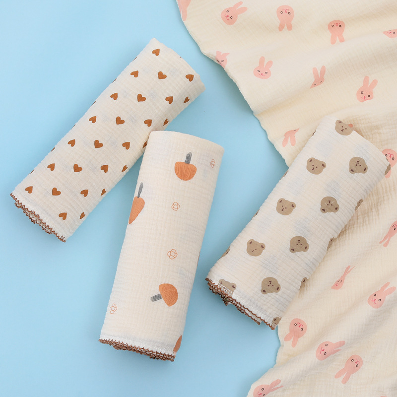 Két rétegű pamut swaddle takaró, aranyos mintával, puha és nedvszívó újszülötteknek