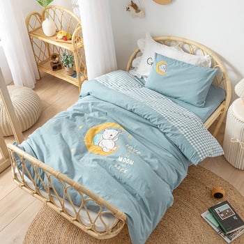 Set de lenjerie pentru copii din bumbac 100%, bumbac spălat, broderie prin appliqué, pentru grădiniță, temă desen animat