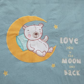 Set de lenjerie pentru copii din bumbac 100%, bumbac spălat, broderie prin appliqué, pentru grădiniță, temă desen animat