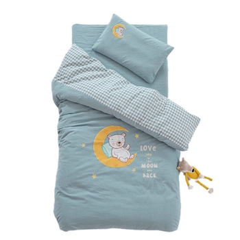 Set de lenjerie pentru copii din bumbac 100%, bumbac spălat, broderie prin appliqué, pentru grădiniță, temă desen animat