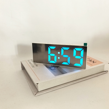 Hlasovo ovlávaný LED zrkadlový budík, moderný minimalistický stolný elektronický budík s veľkou obrazovkou