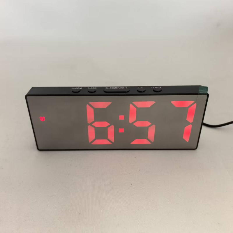 Hlasovo ovlávaný LED zrkadlový budík, moderný minimalistický stolný elektronický budík s veľkou obrazovkou