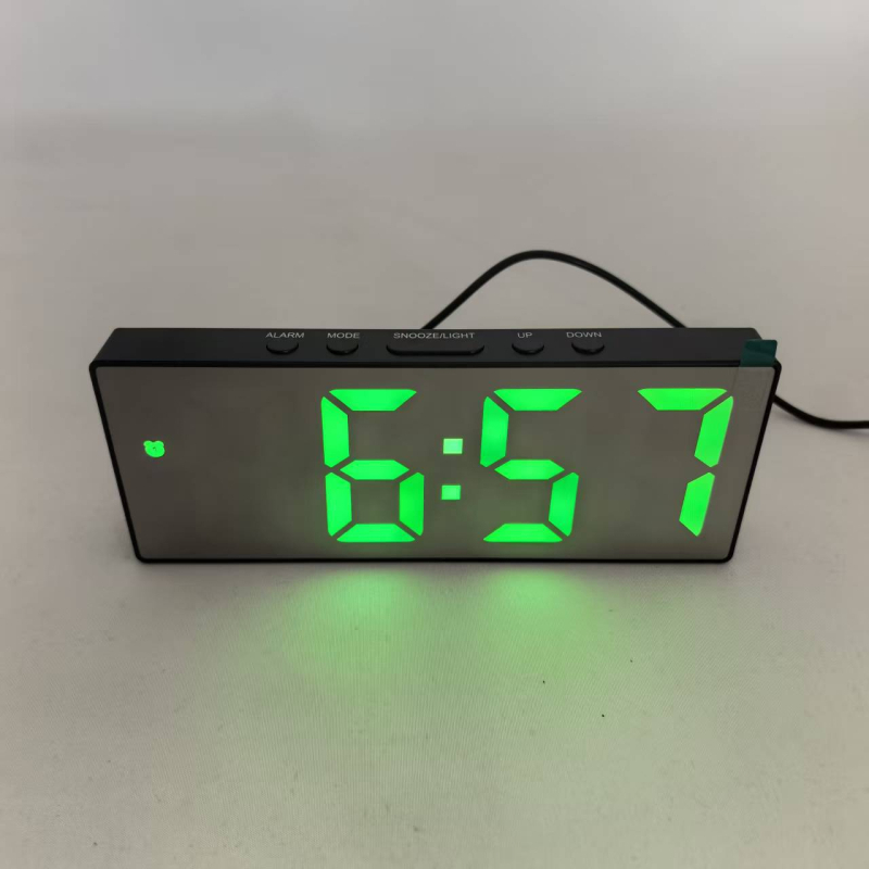 Hlasovo ovlávaný LED zrkadlový budík, moderný minimalistický stolný elektronický budík s veľkou obrazovkou