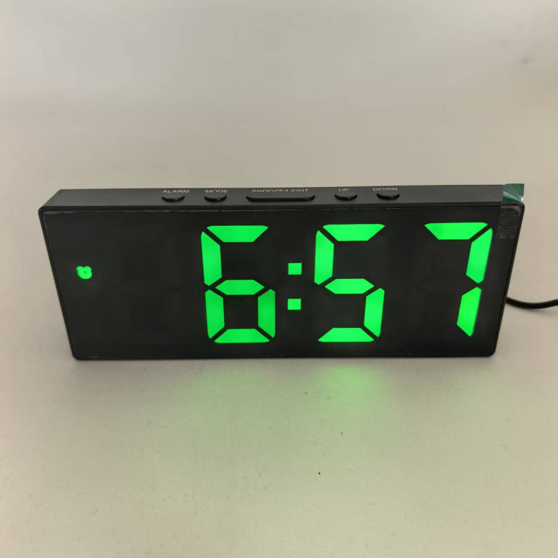 Hlasovo ovlávaný LED zrkadlový budík, moderný minimalistický stolný elektronický budík s veľkou obrazovkou
