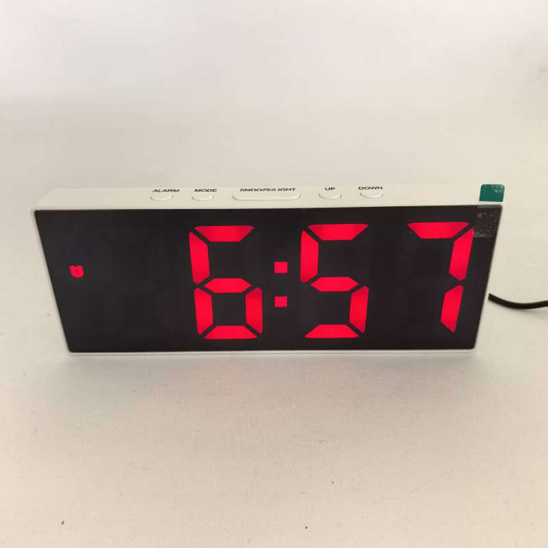 Hlasovo ovlávaný LED zrkadlový budík, moderný minimalistický stolný elektronický budík s veľkou obrazovkou