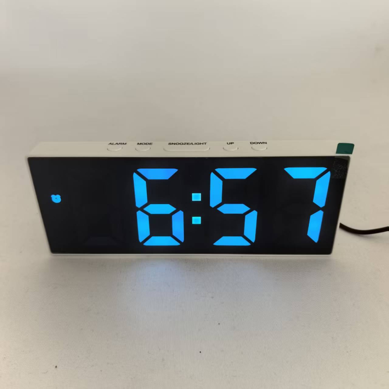 Hlasovo ovlávaný LED zrkadlový budík, moderný minimalistický stolný elektronický budík s veľkou obrazovkou