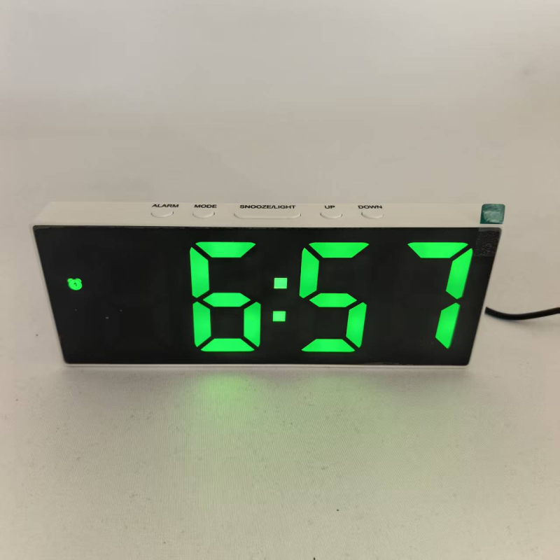 Hlasovo ovlávaný LED zrkadlový budík, moderný minimalistický stolný elektronický budík s veľkou obrazovkou
