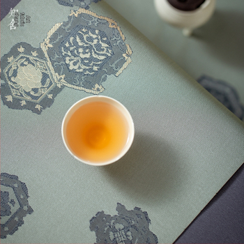 Zhishe brokátový čajový set s motívom Chang’an chrysanthemum, jacquard s zlatými vláknami, čínske retro látky, bežec na čajový stolík a čajová podložka