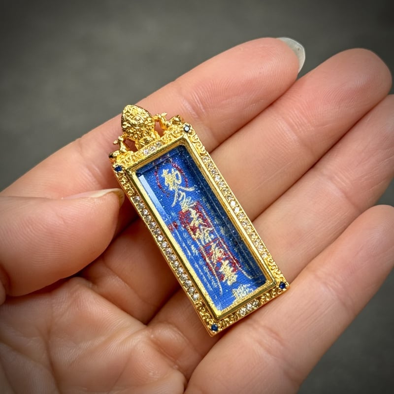 Tibetanskog stila mali Thangka privjesak Zelena Tara, polu ručno oslikana mesingana kutija Gawu