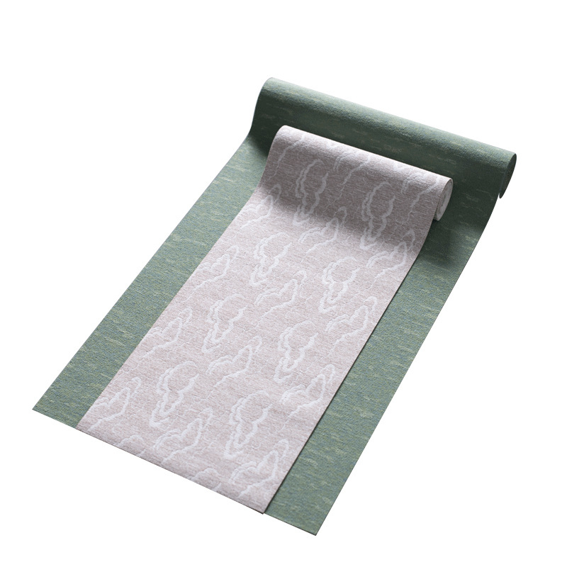 Čínske štýlové elegantné čajové podložky z ľanového vlákna, vodeodolné, dvojvrstvový set, bavlno-lanový materiál