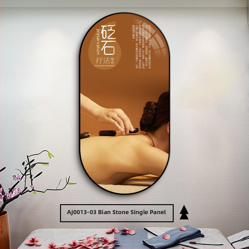 Dekoratívna stenová maľba pre Centrum tradičnej čínskej medicíny a pozadie salónu krásy – ilustrácia liečenia hlavy, v rámovaní