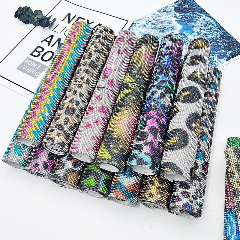 Šarena leopard uzorak rhinestones appliqué s ljepilom za tkaninu
